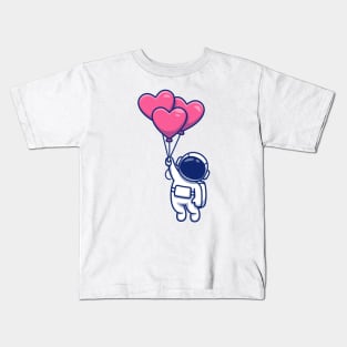 Cute Astronaut Floating With Love Balloons Kids T-Shirt